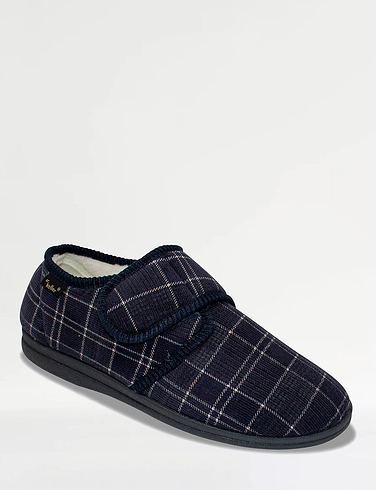 Dr Keller Wide Fit Thermal Lined Touch-Fasten Slipper